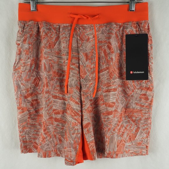 Lululemon Men's T.H.E. Short Linerless 7" Inseam Classic Stretch Orange Coral - Picture 1 of 16